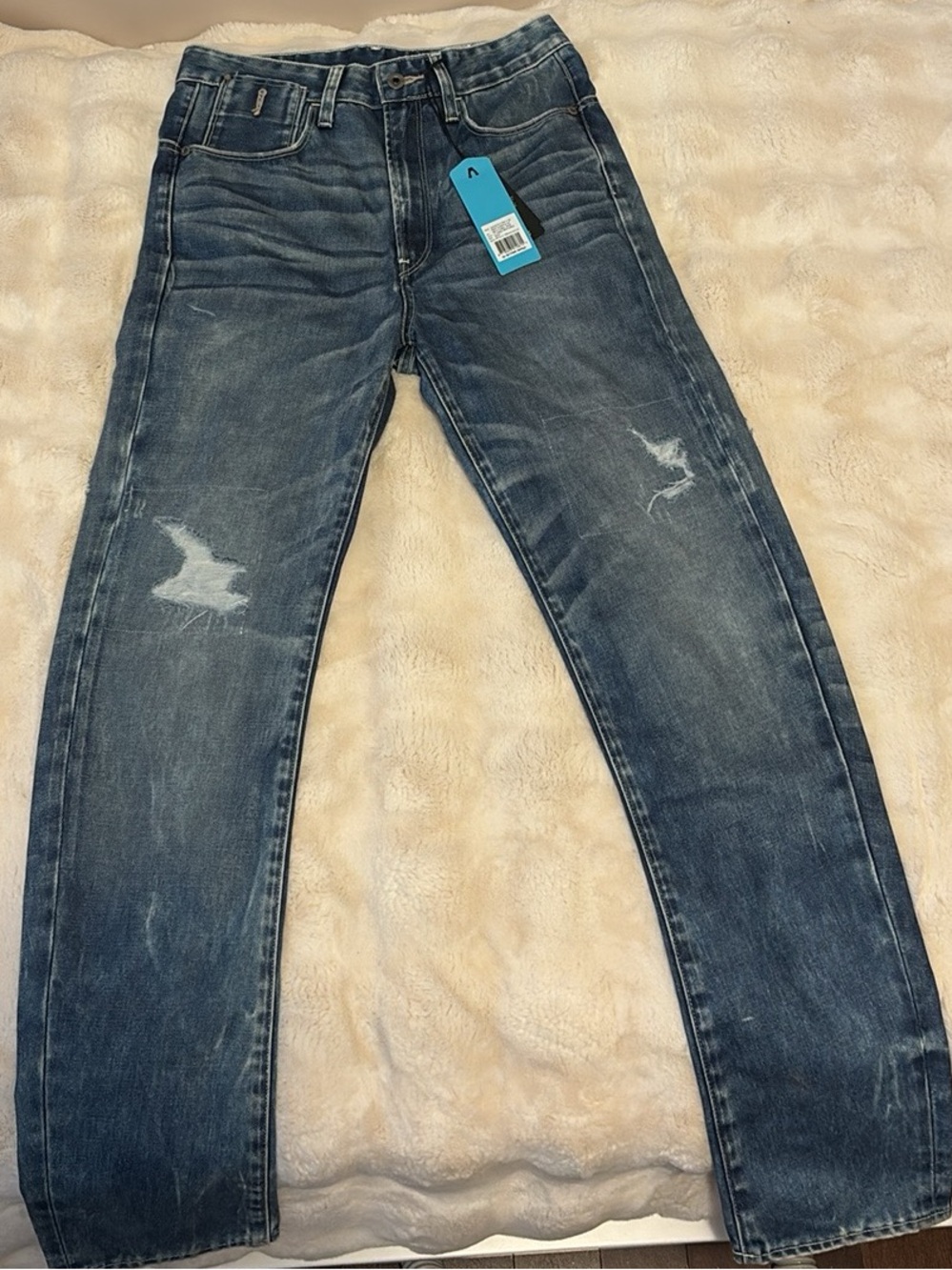 G-Star Men's Slim Straight Distressed Indigo Jeans